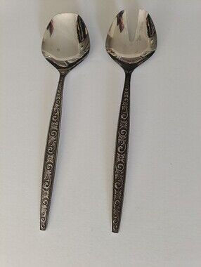 Vintage 70s Stainless Steel Salad Set Japan
